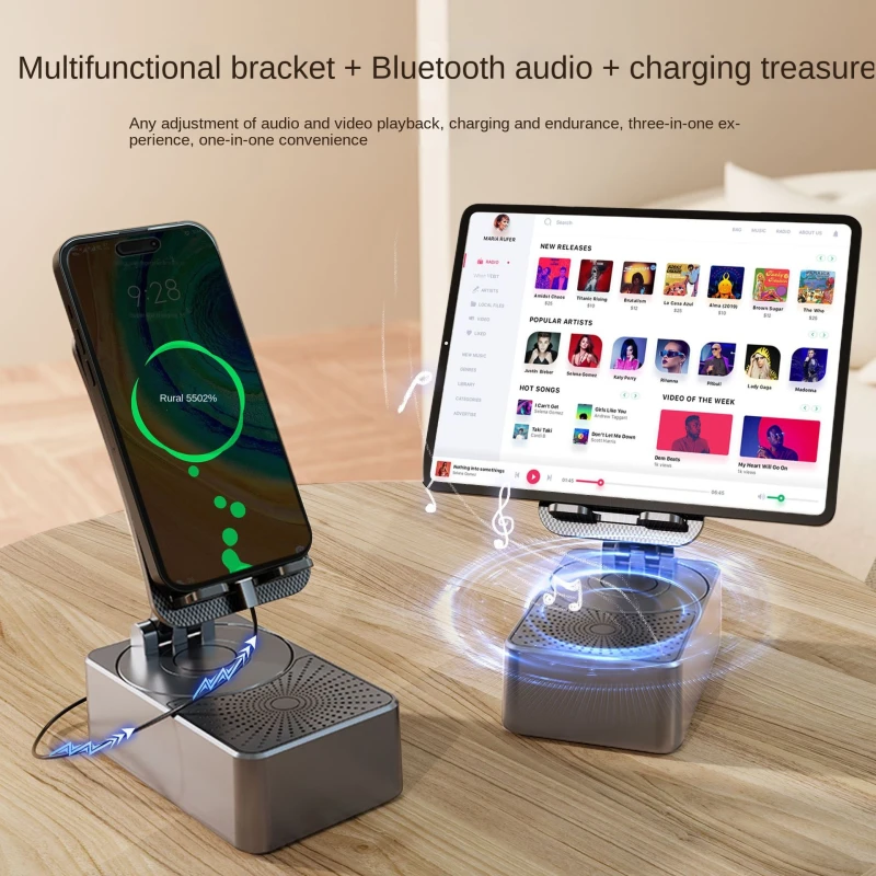 3-in-1 Bluetooth Speaker Phone Stand-(5000🔥MAH)- with Power Bank
